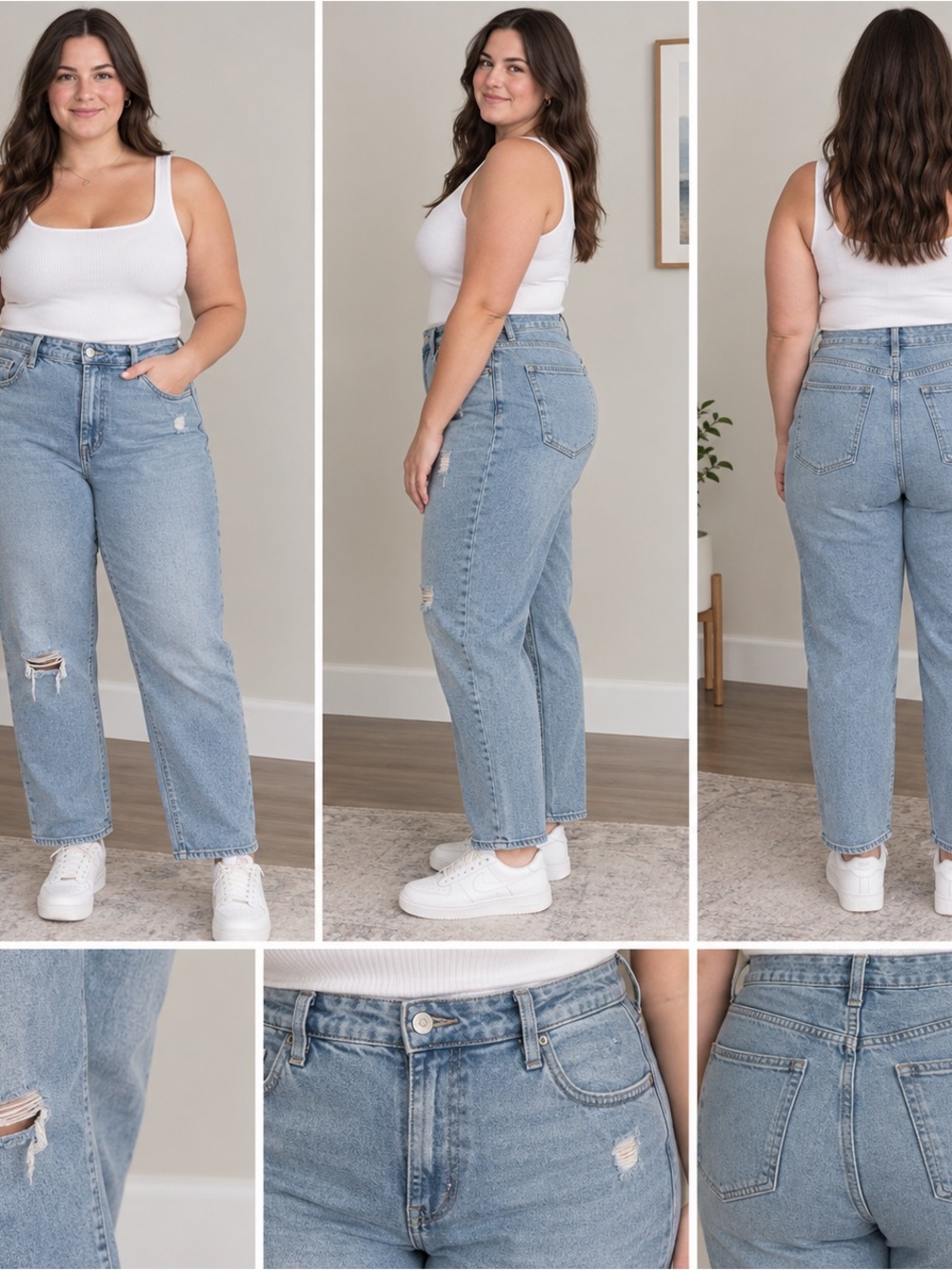 Old Navy Light Blue Distressed Boyfriend Jeans